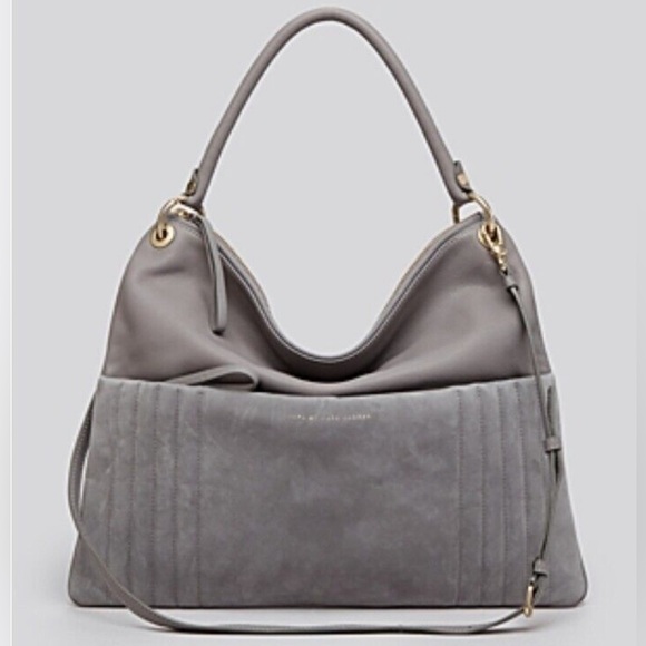 MARC by MARC JACOBS Tread Lightly Grey Leather Suede Crossbody Shoulder Hobo Bag - Picture 4 of 16